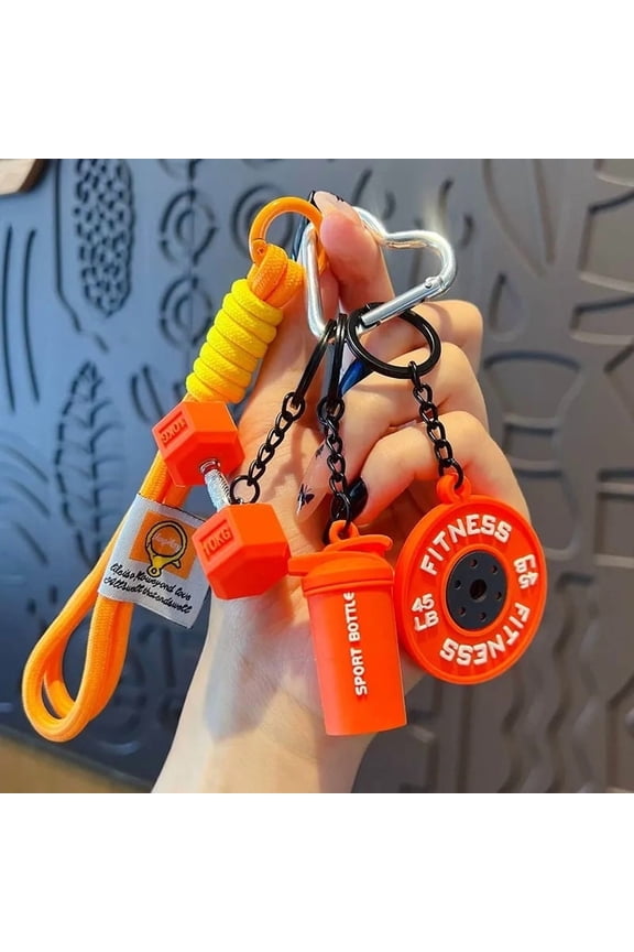 Fitness Keychain Set - Mini Dumbbell, Sports Kettle & Weight Pendants for Gym Enthusiasts - Fun Accessory to Inspire Active Lifestyle - Perfect Gift for Trainers, Fitness Buddies, and Lifters