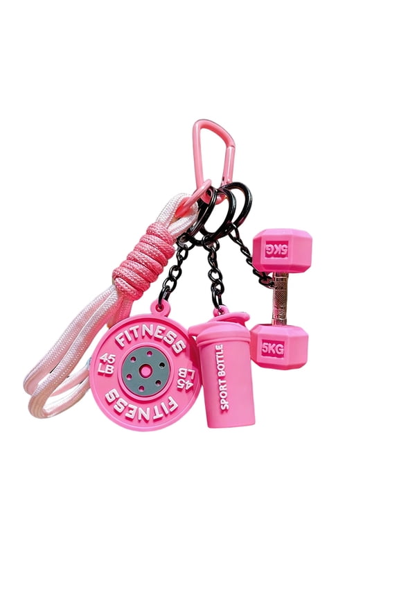 Fitness Keychain Set - Silicone Dumbbell, Kettlebell & Weight Plate, Gym Bag Accessory, Motivational Gift for Workout Lovers