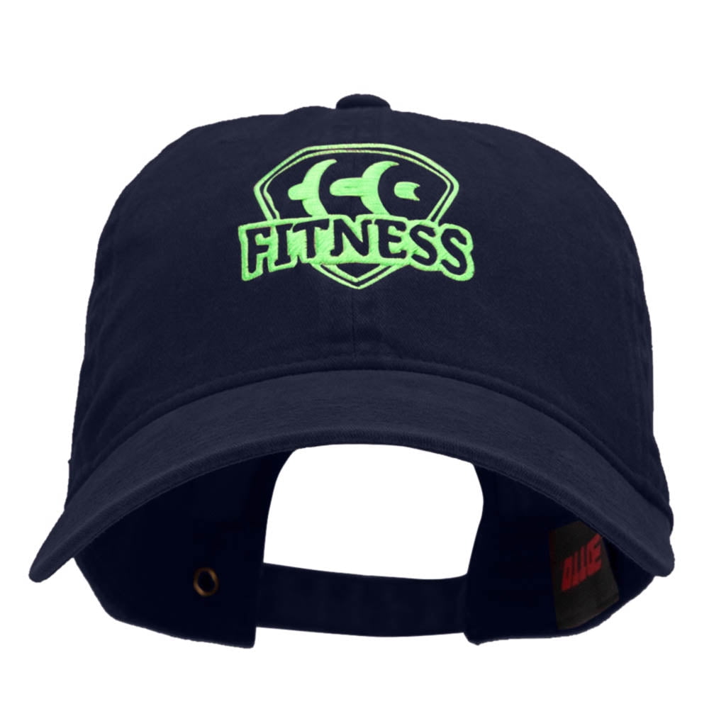 Fitness Logo Washed Solid Pigment Dyed Cotton Twill Brass Buckle Cap 