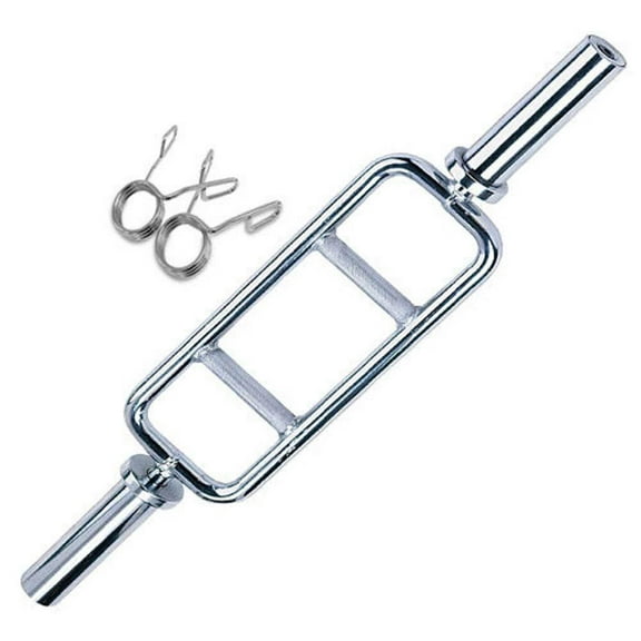 Fitness Maniac 34 inch Barbell Solid Olympic Chrome Tricep Hammer Curl Fitness Gym Weight Bar Home Gym Weightlifting Exercise Training Bars Powerlifting and Crossfit