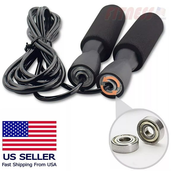 Skipping Rope with Ball Bearings - Rapid Speed Jump Rope with PVC Cable Black