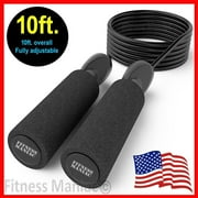 Fitness Maniac Gym Aerobic Exercise Boxing Skipping Jump Rope Adjustable Bearing Speed Fitness 9 ft 10 ft. Black