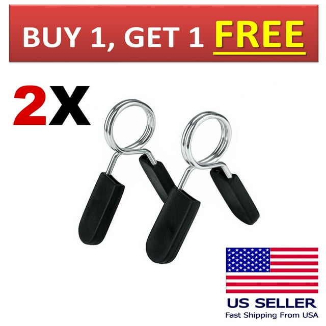 Fitness Maniac Standard 1 In. Barbell Bar Clamps Spring Collar Clips Gym Weight Dumbbell Lock