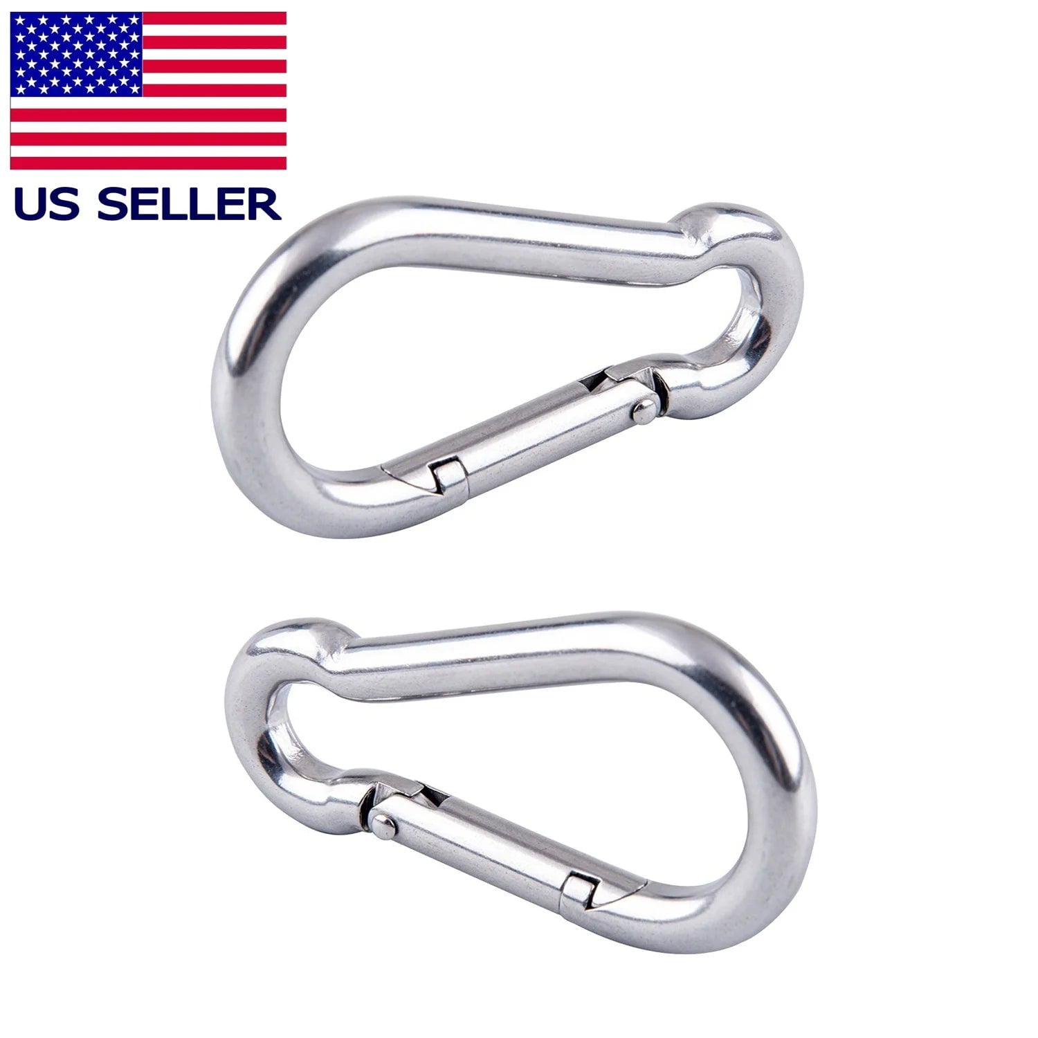 FITNESS MANIAC Stainless Steel Carabiner Snap Hooks 2-Pack for Bodybuilding and Gym Use