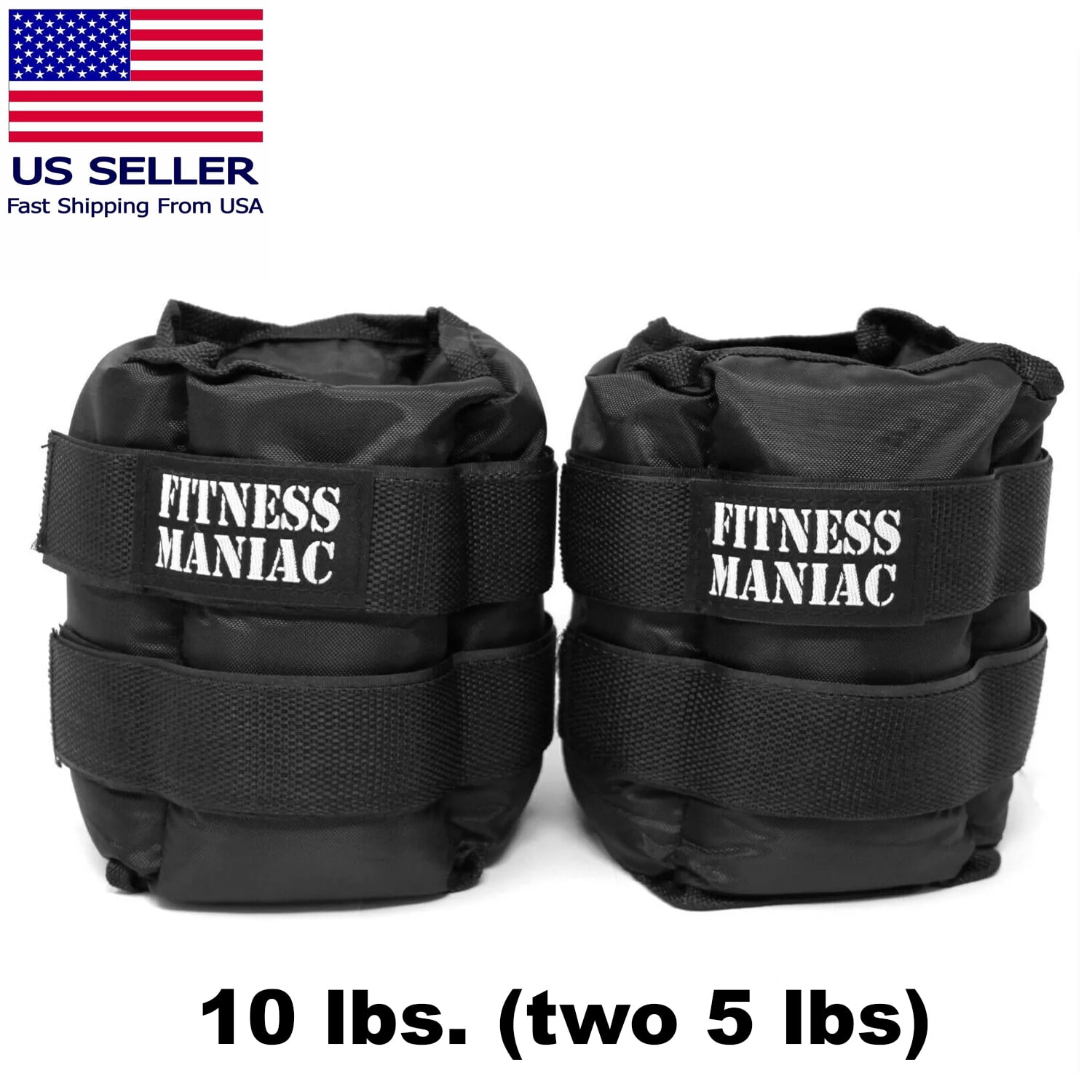 10 lbs Pro Ankle Weights with Adjustable Strap | Women & Men | Gym ...