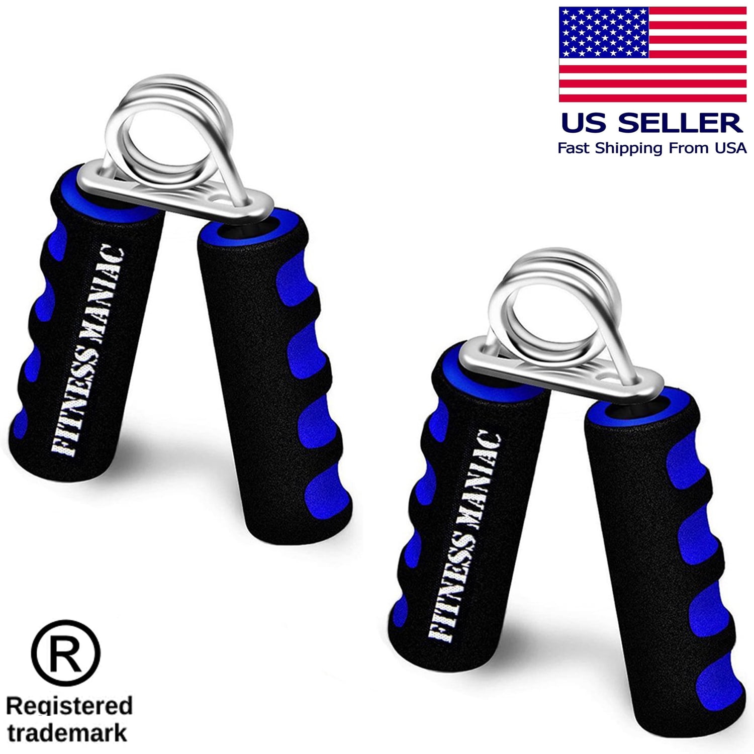 Blue Foam Hand Grippers 2X Set Heavy Duty Forearm Strength Training Exercise