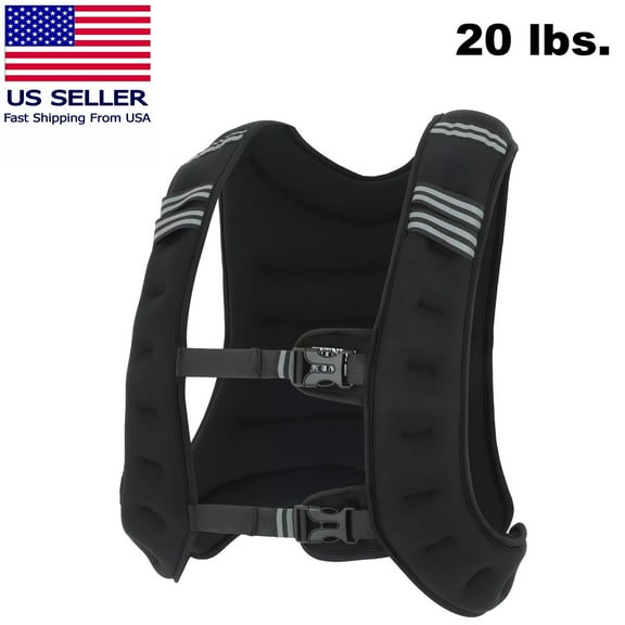 Weighted Vest 20 lbs Weight Reflective Workout Strength Training Running Black