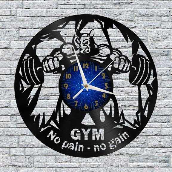 Fitness Moment 3 12 Inch Vinyl Record Wall Clock - Silent, Creative, and Unique Clock for Living Room, Entryway, or Bedroom Decor - Perfect Gift Idea(12 inchs B without LED)