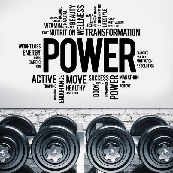 Fitness Motivation Wall Decal Gym Sport Power Vinyl Sticker Art Home Decor Removable Interior Self Adhesive Mural Quotes 78x57cm