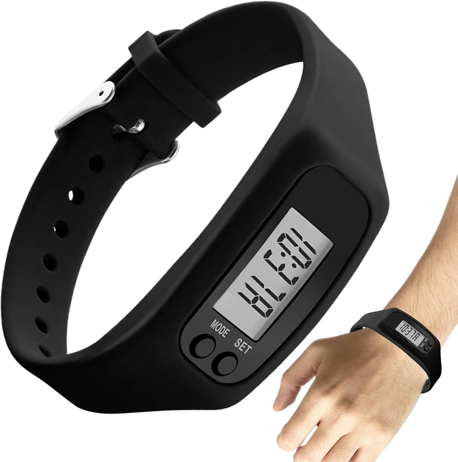 Stepwatch Device Pedometer Watch, LCD Display No App Required Monitor, Calorie Counter ...