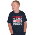 thumbnail image 1 of Fitness? Pizza! Gym Workout Exercise Crewneck T Shirts Boy Girl Teen Brisco Brands L, 1 of 6