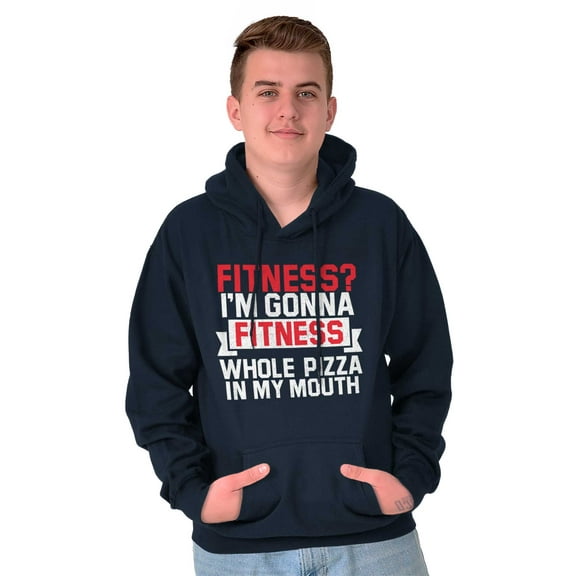 Fitness? Pizza! Gym Workout Exercise Unisex Plus Fleece Graphic Hoodie Brisco Brands 2X