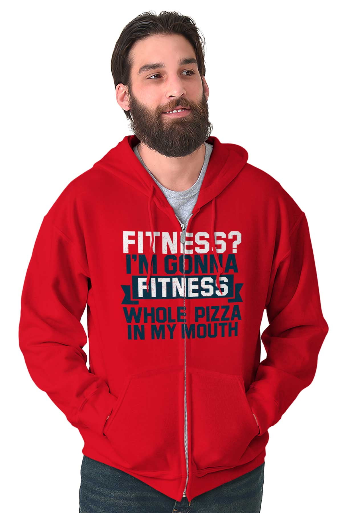 Fitness? Pizza! Gym Workout Exercise Zip Up Hoodie Men's Women's Brisco