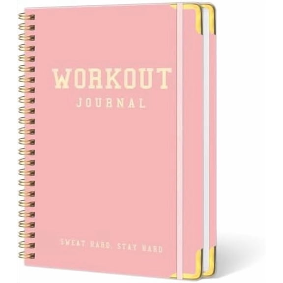 Fitness Planner Workout Journal, Undated Gym Workout Log Book 6 x 8.2 Inch, Hardcover with Metal Corners Exercise Notebook for Men Women Weight Loss Body Building Home Gym