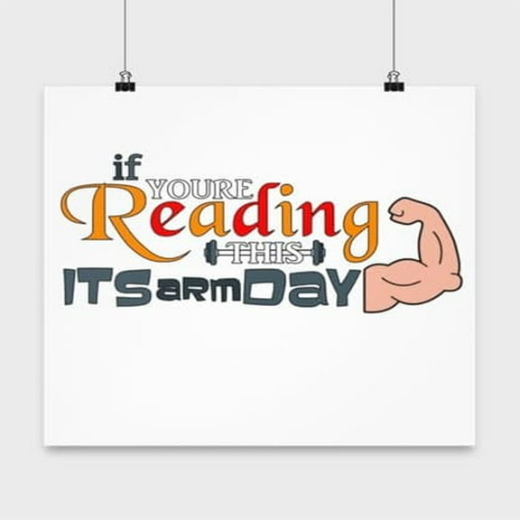 Fitness Poster, If You'Re Reading This It'S Arm Day!, Gym Wall Art Gift, White 13x13in Decor