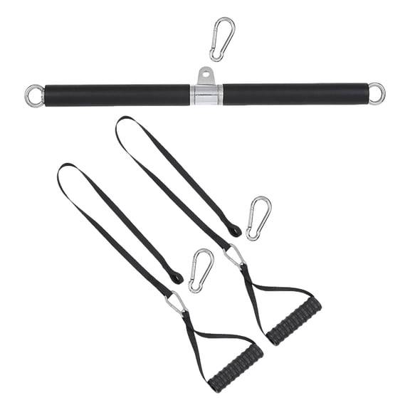 Fitness Pull Down Rod Back Strength Workout Handle Cable Machine Attachment with Strap & Handle Heavy Duty Gym Rod