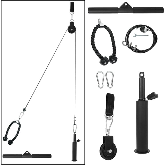 Fitness Pulley System, LAT Pulldown Squat Rack Attachments for Home Gym Garage