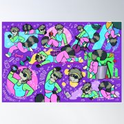 Fitness Racccoon Doodles Poster Wall Art, Modern Wall Decor For Living Room Bedroom, 12x18 UNFRAMED