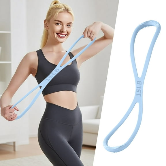Fitness Resistance Band 15 LB Silicone Elastic Stretch Band with Handles for Home Workout and Exercise