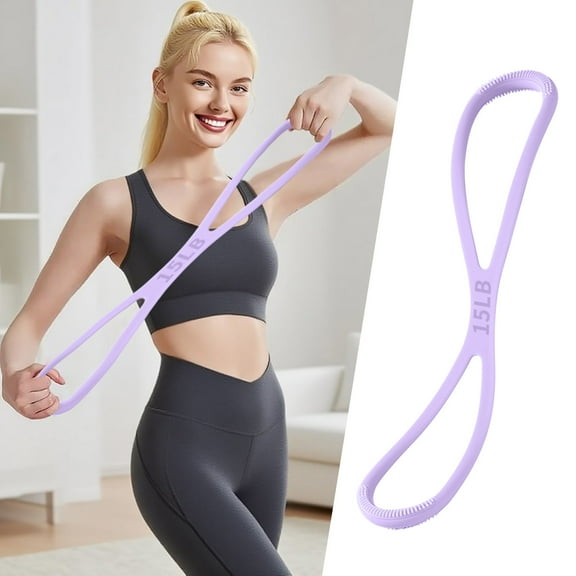 Fitness Resistance Band 15 LB Silicone Elastic Stretch Band with Handles for Home Workouts
