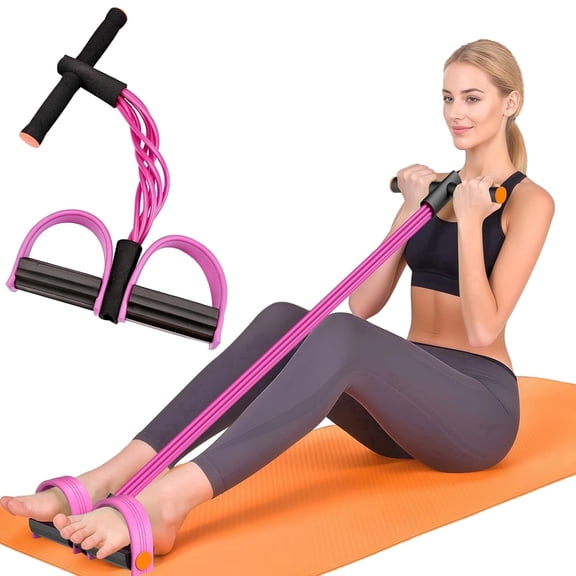 COSITTE Fitness Resistance Band, 6-Tube Elastic Yoga Pedal Puller, Abdominal Shaping Trainer - Pink