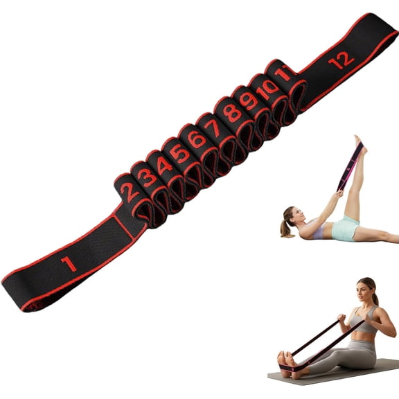 Fitness Resistance Band - 8/10/12 Section Numbered Resistance Band with Handles and Clear Markings, Elastic Training Belt for Yoga, Latin, Pilates