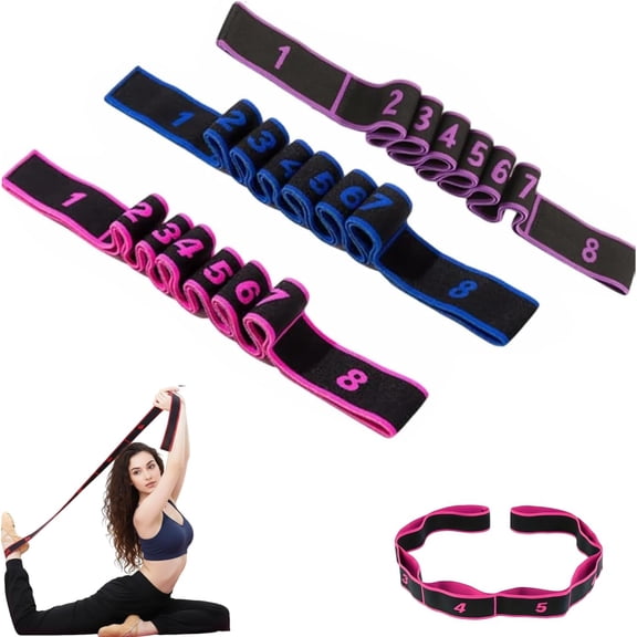 Fitness Resistance Band, 8-Level Adjustable Resistance , Non-Slip Handles, Durable Silicone Elastic Training Band for Yoga, Pilates, Stretching, Strength Training