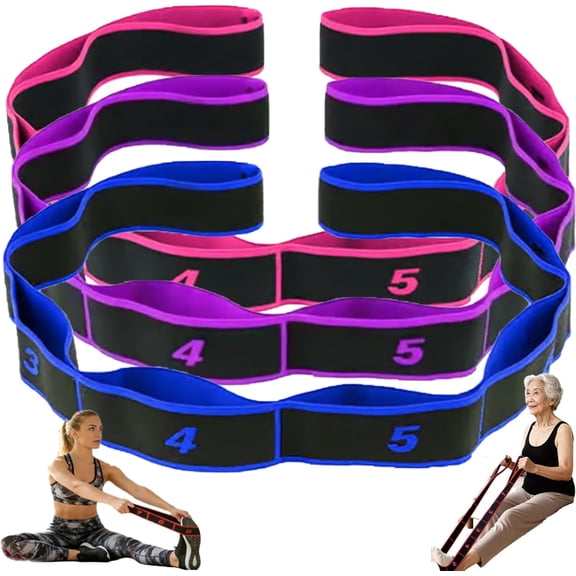 Fitness Resistance Band, Numbered Fitness Resistance Band for Stretching and Yoga, 8-Section Loop Elastic Trainer with Clear Markings, Pilates Dance Stretch Tool