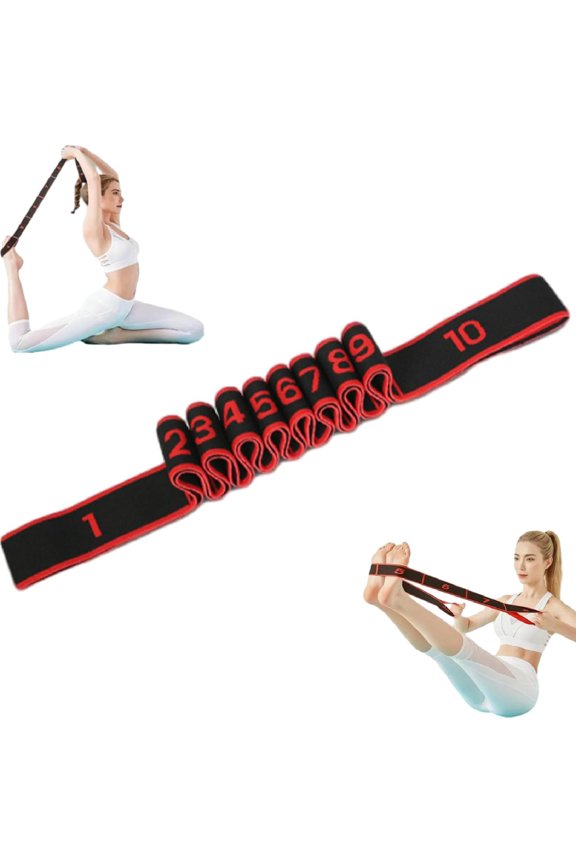 Fitness Resistance Band for Stretching and Yoga, 10 Section Resistance Bands with Handles for Arms, Fashion Puller Exercise, Adjustable Bands for Full Body Stretching Shaping (Red)