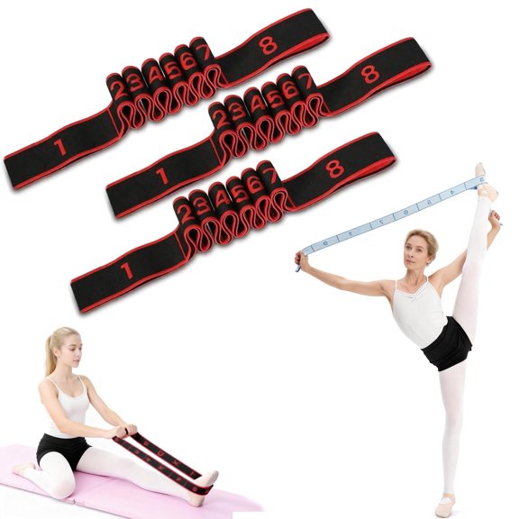 Fitness Resistance Band for Stretching & Yoga, 8/10/12-Section Stretch Band with Clear Markings, Elastic Training Band for Pilates, Yoga, Fitness & Stretching Exercises