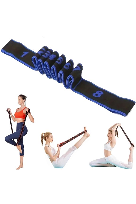 Fitness Resistance Band for Stretching and Yoga,8-Section Numbered Design with Clear Markings, Adjustable Elastic Bands with Handles for Pilates & Home Workouts