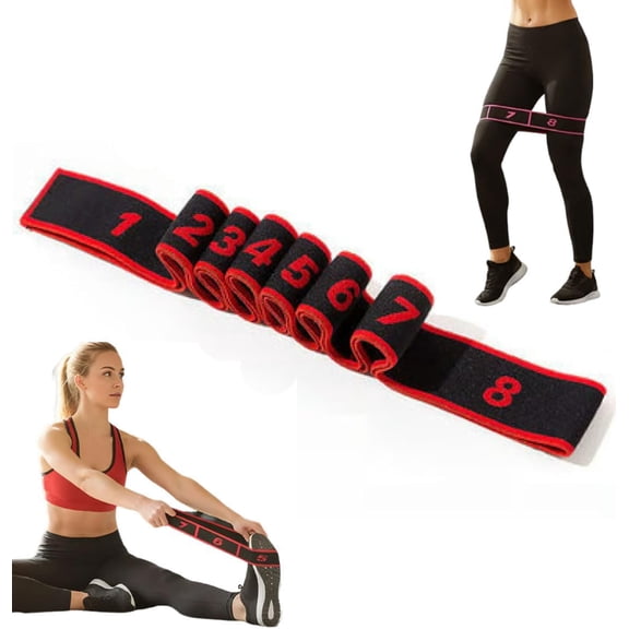 Fitness Resistance Band for Stretching and Yoga, Highly Flexible Portable 8/10/12 Section Number Stretch Resistance Band with Handles and Numerical Annotations