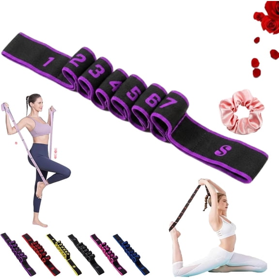 Fitness Resistance Band for Stretching and Yoga, Multifunction Elastic Exercise Bands,Stretching and Yoga with Clear Markings,8 Loops Elastic Exercise Bands for Yoga, Stretching, Pilates, Fitness