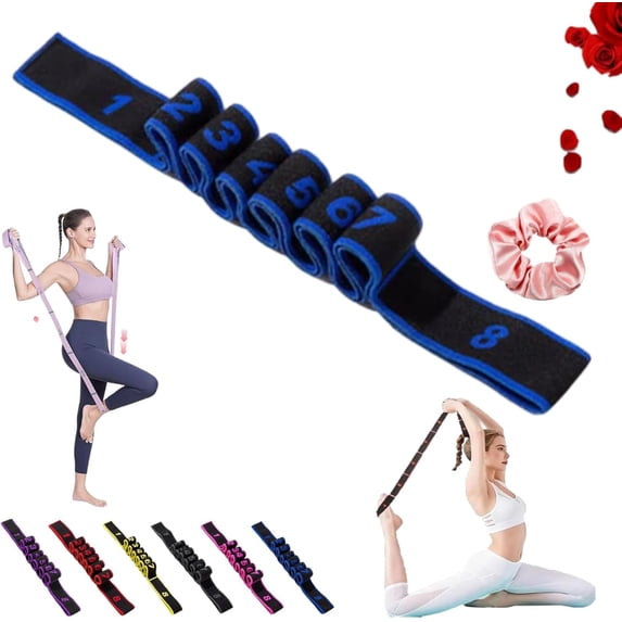 Fitness Resistance Band for Stretching and Yoga, Multifunction Elastic Exercise Bands,Stretching and Yoga with Clear Markings,8 Loops Elastic Exercise Bands for Yoga, Stretching, Pilates, Fitness
