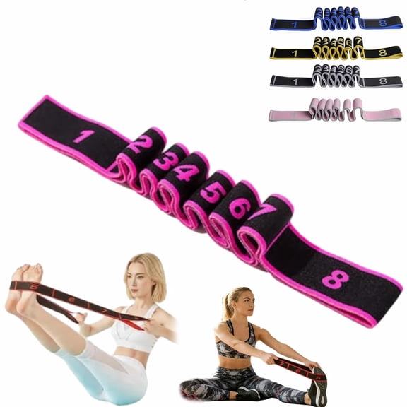 Fitness Resistance Band for Stretching and Yoga, Number Stretch Resistance Band with Clear Markings, 8-Section Elastic Training Bands for Yoga, Stretching, Pilates, Fitness(Pink)