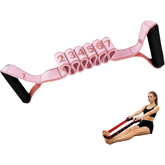 Fitness Resistance Band for Stretching and Yoga,Number Stretch Resistance Band with Clear Markings,Portable 8-Section Elastic Training Bands for Pilates Fitness