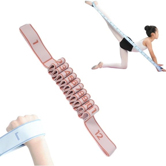 Fitness Resistance Band for Stretching and Yoga, Numbered Resistance Band, Multifunction Tension Rope, 8/10/12 Loops Elastic Exercise Bands Fitness Equipment for Home Workout (Pink)