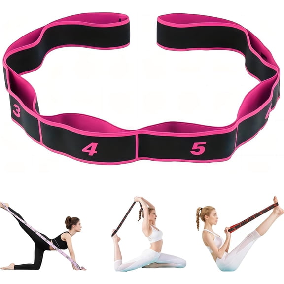 Fitness Resistance Band for Stretching and Yoga, 8-Loops Adjustable Elastic Exercise Band with Handles, Durable Full Body Workout Equipment