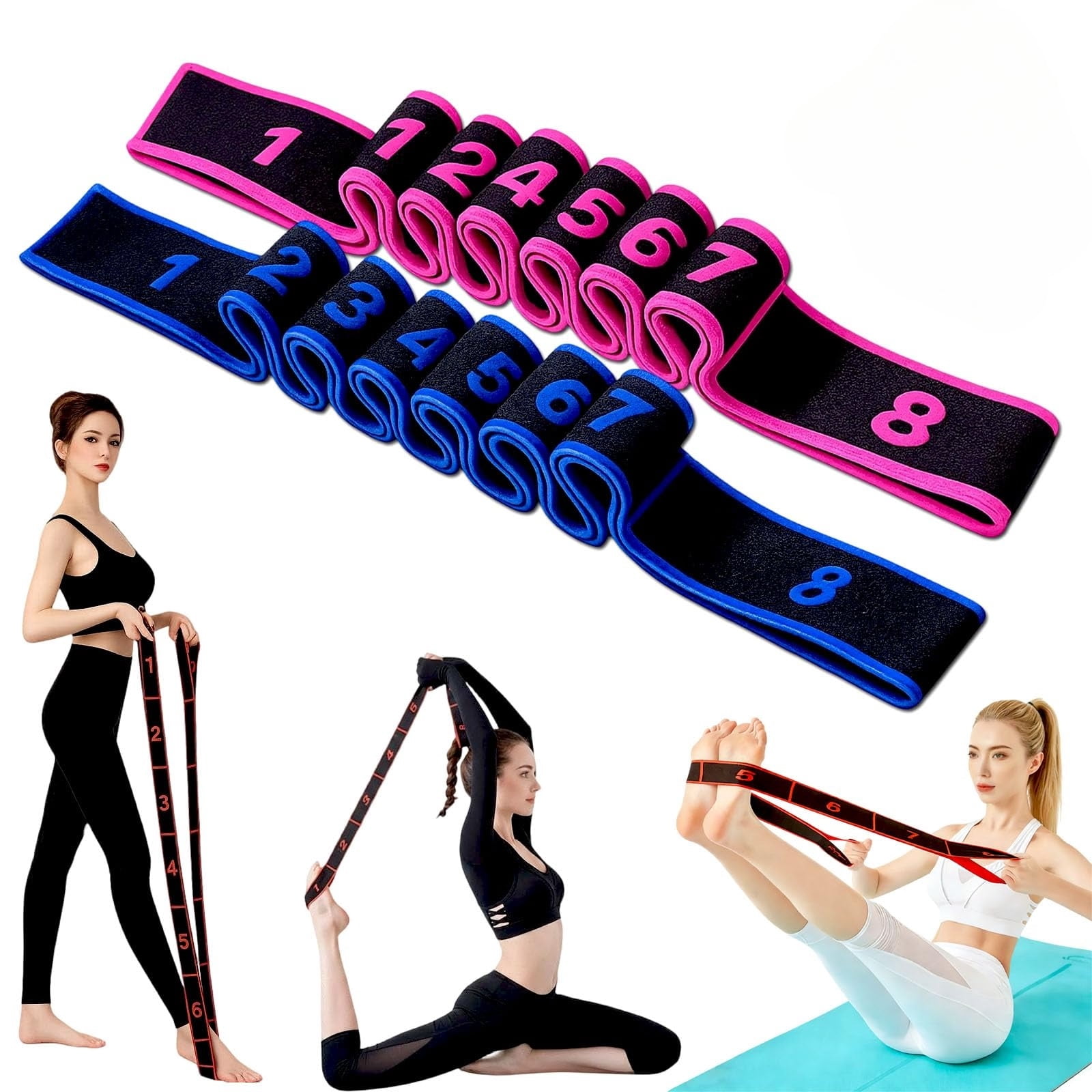 Fitness Resistance Band for Stretching and Yoga, Multi-Loop Strap with ...