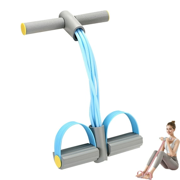 Fitness Resistance Bands - 6-Tube Pedal Ankle Puller, Pedal Resistance Bands with Handles, Strength Training, Abdomen, Waist, Arms, and Legs Slimming, Home Exercise Equipment(Gray-Blue)