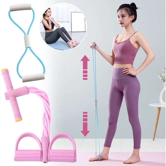 Fitness Resistance Bands-6 Tube, Resistance Bands with Handle, Figure 8 Resistance Bands, Sit Up Training Band, Fitness Pedal Ankle Puller, Pedal Puller Rope