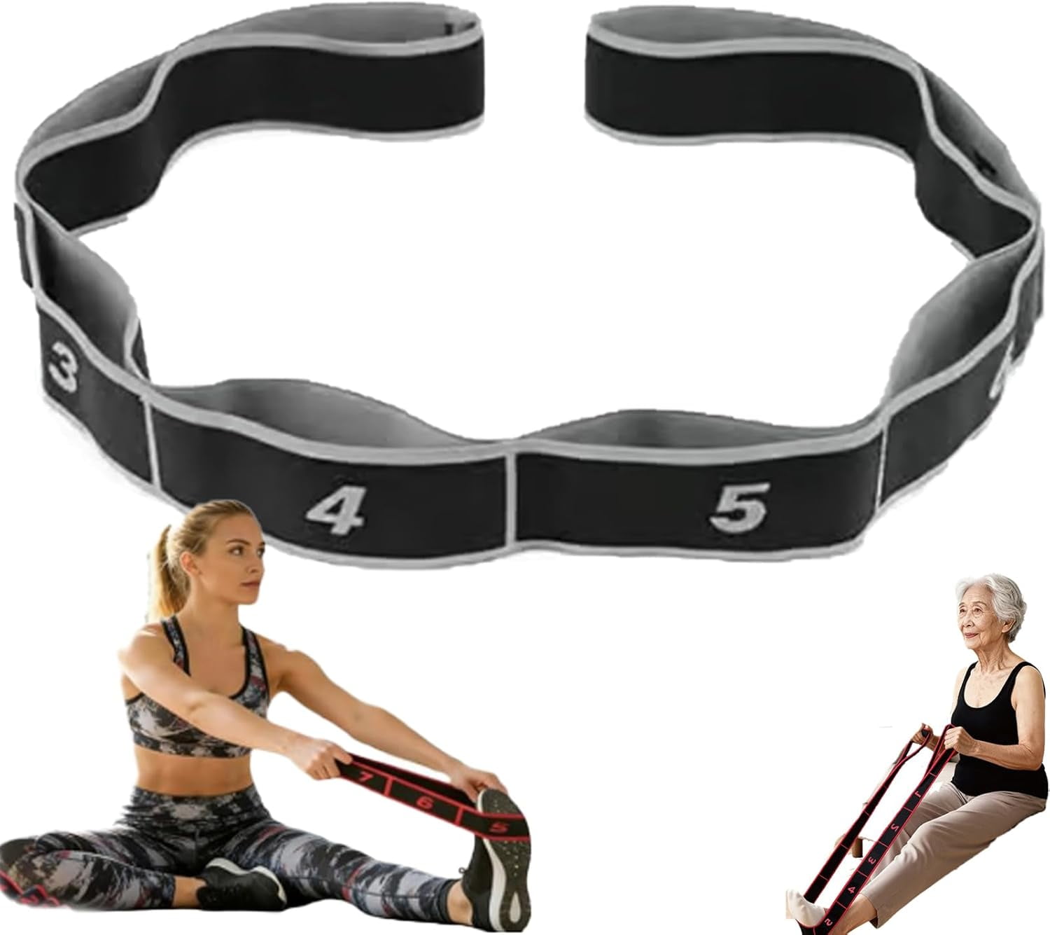 Fitness Resistance Bands, 8-Section Adjustable Exercise Bands, Number Stretch Resistance Band with Clear Markings for Full Body Shaping