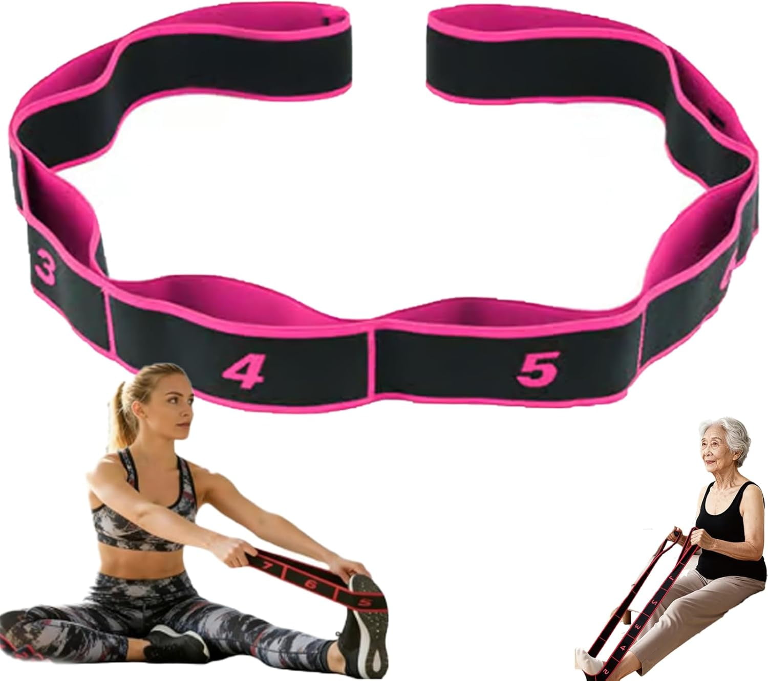 Fitness Resistance Bands, 8-Section Adjustable Exercise Bands, Number Stretch Resistance Band with Clear Markings for Full Body Shaping