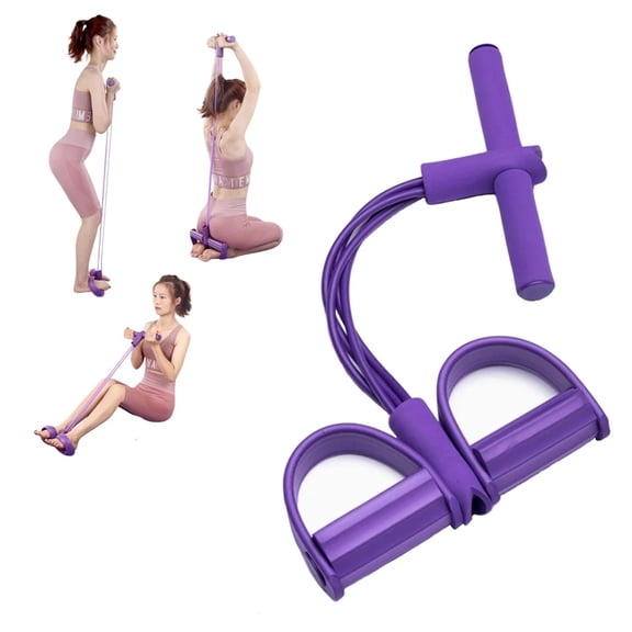 Fitness Resistance Bands Set with Handles & Ankle Straps - 4 Tube Exercise Bands for Arm, Leg, Strength Training, Stretching - Home Gym Workout Equipment