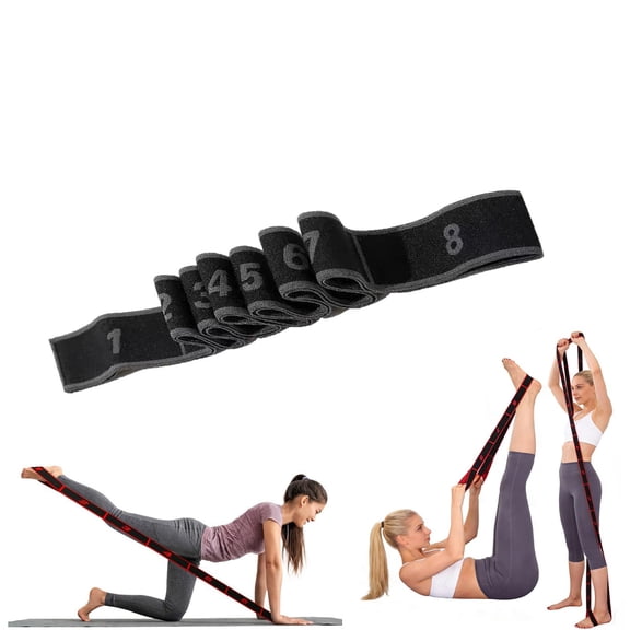 Fitness Resistance Bands for Stretching and Yoga, Number Stretch Resistance Band with Markings, Numbered Resistance Band 8-Section Elastic Training Bands for Yoga, Fitness, Stretching (Black)