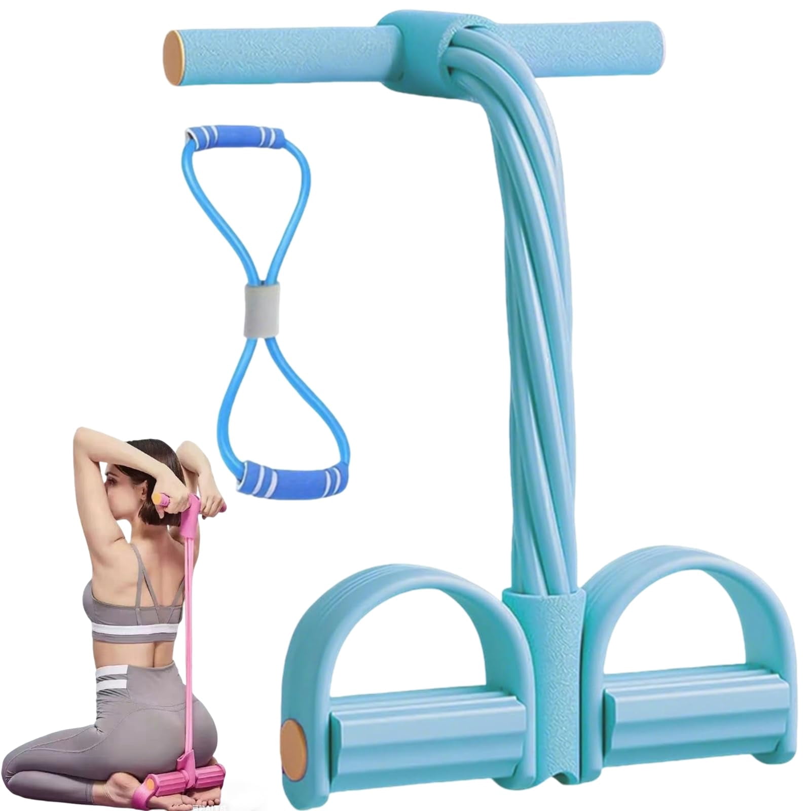 Fitness Resistance Bands with Foot Pedals, 8 Tube Pedal Resistance Device, Fashion Puller Exercise Equipment, Pedal Resistance Band with Handle