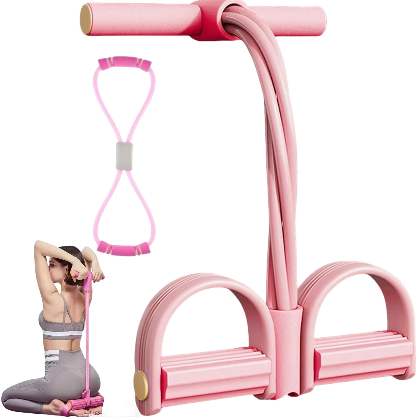 Fitness Resistance Bands with Foot Pedals, 8 Tube Pedal Resistance Device, Fashion Puller Exercise Equipment, Pedal Resistance Band with Handle