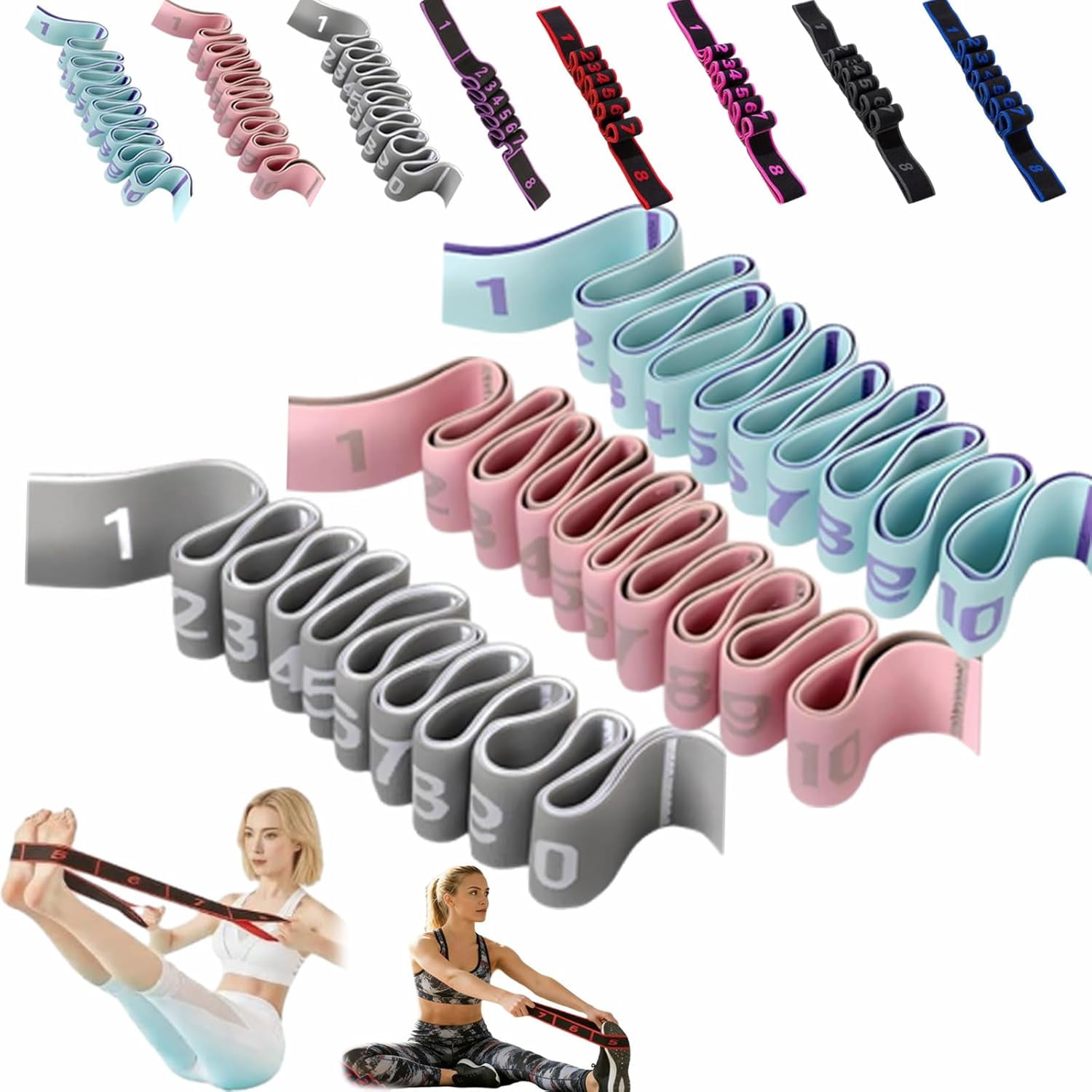 Fitness Resistance Bands with Handles, Adjustable Exercise Bands for Stretching Yoga, Full Body Training Puller for Home Gym