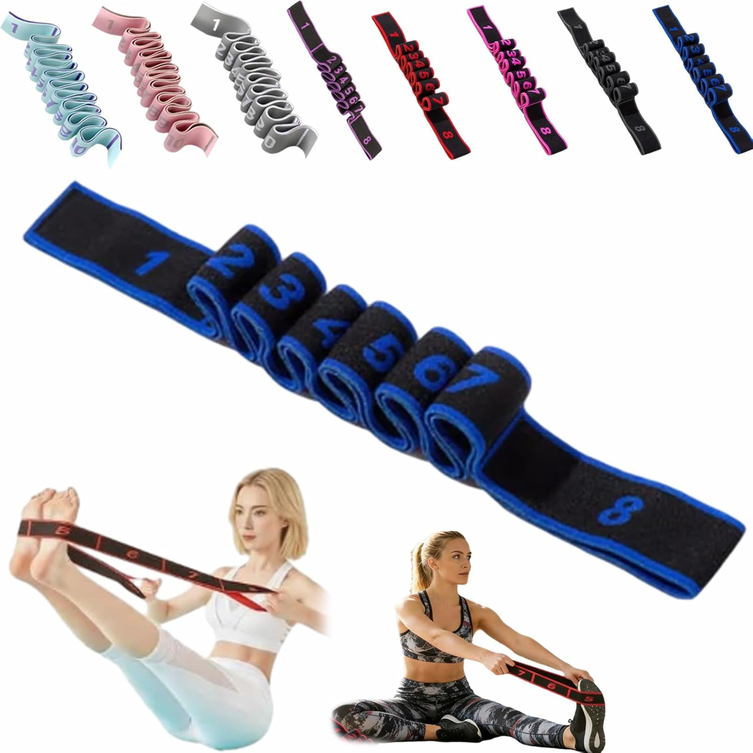 Fitness Resistance Bands with Handles, Adjustable Exercise Bands for Stretching Yoga, Full Body Training Puller for Home Gym