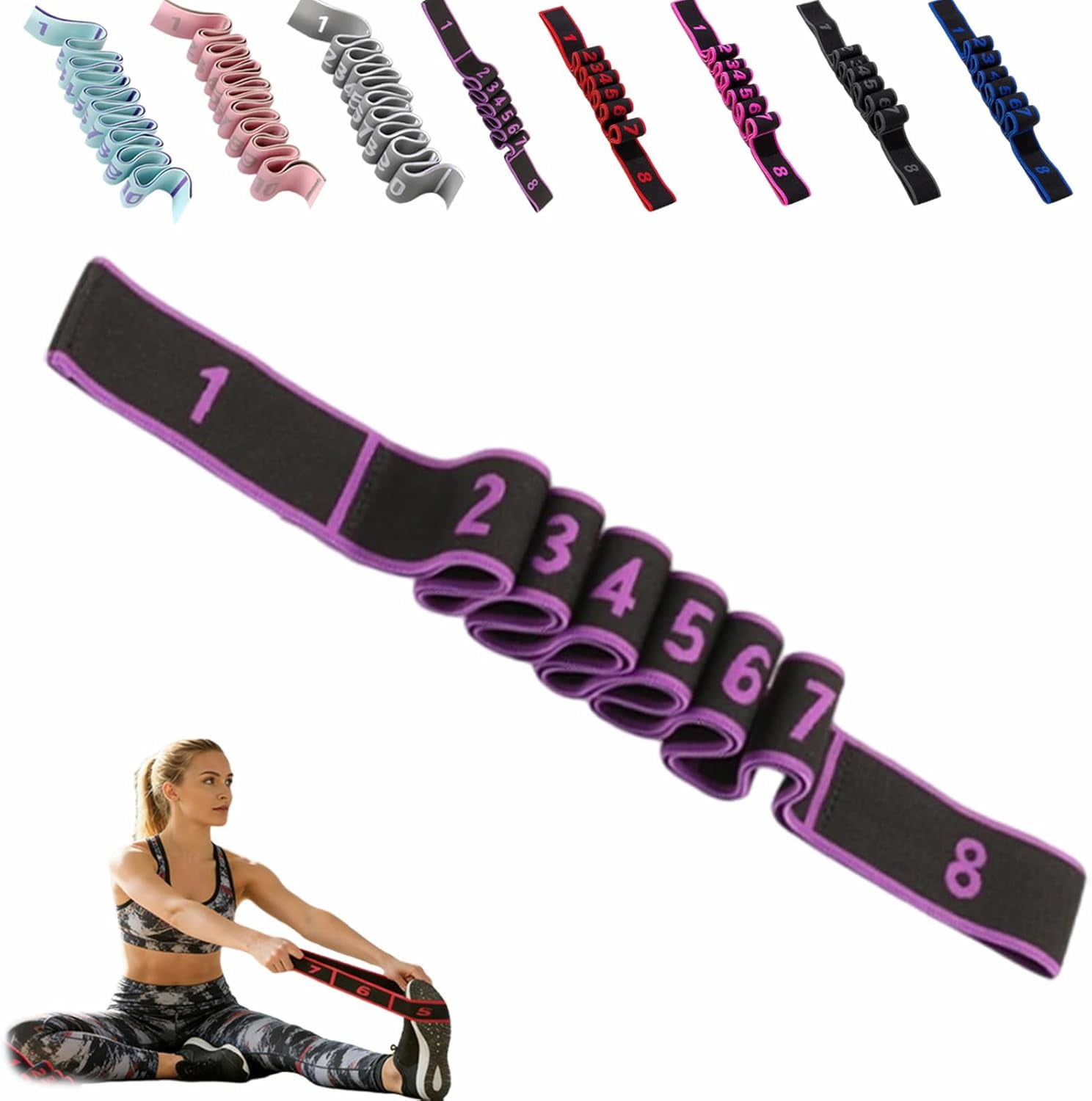 Fitness Resistance Bands with Handles, Adjustable Exercise Bands for Stretching Yoga, Full Body Training Puller for Home Gym